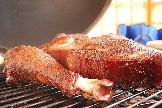 Smoked turkey leg & pork picnic shoulder