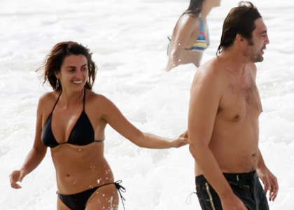 Penelope Cruz and Javier Bardem having fun at the beach in Brazil