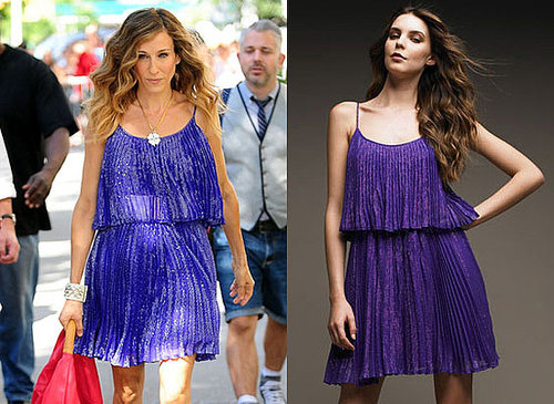 Sarah Jessica Parker Wearing Blue Halston Dress on Sex and the City 2 Set
