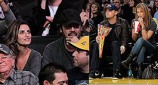 Penelope Cruz, Javier Bardem, Leonardo DiCaprio, and Bar Refaeli at a Lakers Game