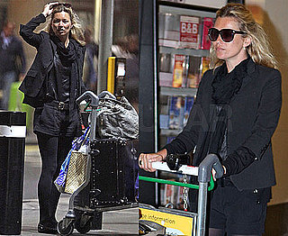 Kate Moss in All Black at London Airport