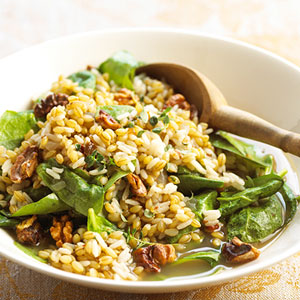 Vegetarian Recipe For Brown Rice With Barley and Spinach