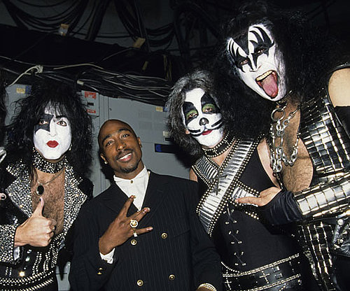 Tupac Shakur joined the members of KISS in 1996.
Tupac Shakur joined the members of KISS in 1996.