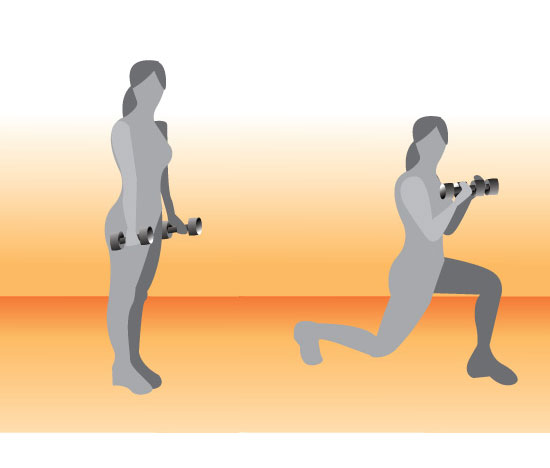 Backward Lunge With Bicep Curls