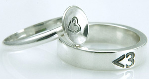 Geeky Heart Stamped Sterling Silver Rings