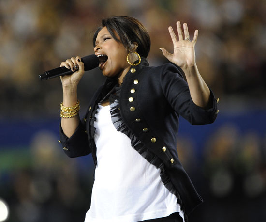 It was Jennifer Hudson's turn to sing the national anthem in 2009.
It was Jennifer Hudson's turn to sing the national anthem in 2009.