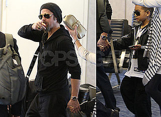 Photos of Brad Pitt and Maddox Jolie-Pitt at LAX Headed to Super Bowl