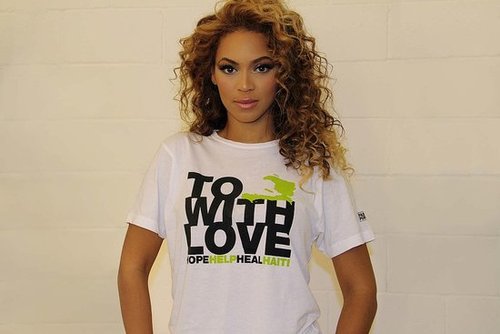 Beyonce Wears Fashion For Haiti T-Shirt