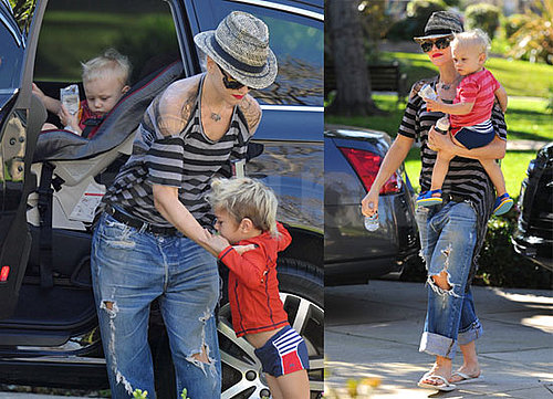Photos of Gwen Stefani Wearing a Fedora and Kingston and Zuma Rossdale in LA