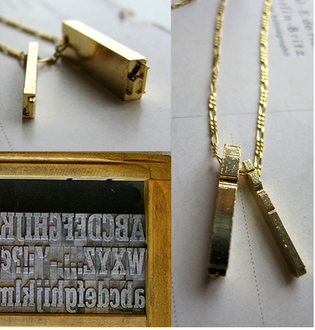 Geek Jewelry: Erica Weiner Letterpress Necklace