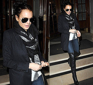 Lindsay Lohan in Scarf and Over-the-Knee Boots in London