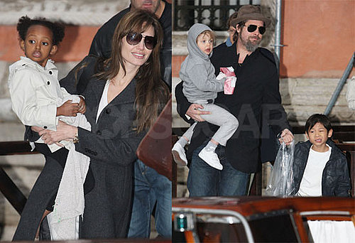 Photos of Shiloh, Zahara and Pax Jolie-Pitt with Angelina Jolie and Brad Pitt in Paris
