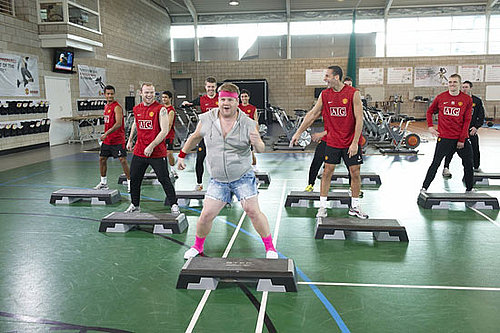 See Photos and Watch Video of James Corden as Gavin and Stacey Smithy Dancing With Manchester United Football Team Sport Relief