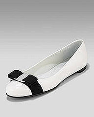 Salvatore Ferragamo Varina Patent Flat, White & Blue�-� Premier Designer�-� Neiman Marcus