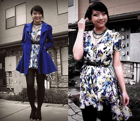 floral + cobalt blue