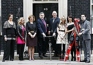 Photos of Sport Relief Celebrities Fearne Cotton, Jimmy Carr, Lawrence Dallaglio at 10 Downing Street With Gordon Brown