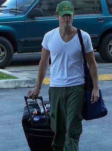 James Holzier spotted outside hotel signing autographs
