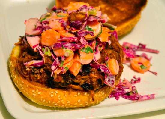 Pulled Pork Sandwich with Purple Cabbage Slaw Pulled Pork Sandwich with Purple Cabbage Slaw