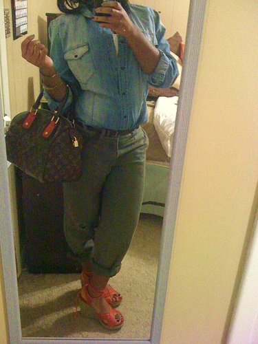 Green and denim