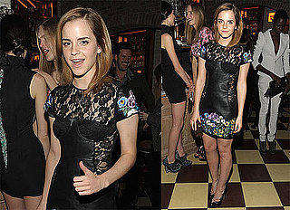 Photos of Emma Watson in a Black Leather and Lace Dress in New York 2010-03-27 07:00:00