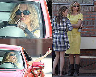 Photos of Cameron Diaz Smoking And Giving The Middle Finger On Set of Bad Teacher in LA