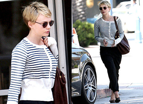 Carey Mulligan in Stripey Cardigan and Cropped Trousers in LA, Copy Her Look