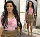 Kim Kardashian in Striped Shirt in Miami