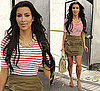 Kim Kardashian in Striped Shirt in Miami