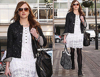 Photos of Fearne Cotton Wearing White Lace Dress with Marc Jacobs Bag