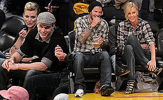 Pictures of David Beckham, Charlize Theron, Kellan Lutz, And AnnaLynne McCord at a Lakers Game