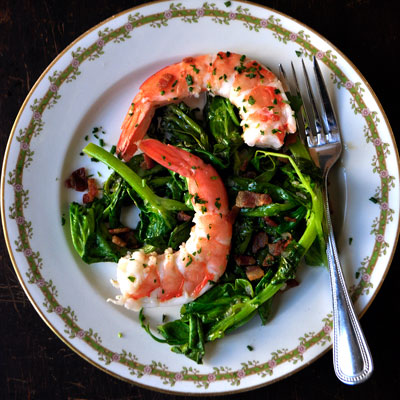 Fast and Easy Recipe For Pea Shoots With Shrimp