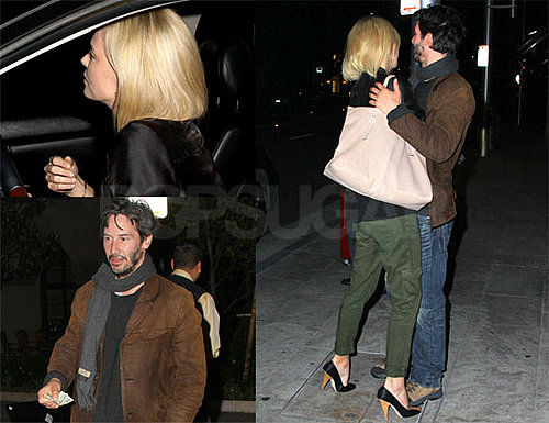 Pictures of Keanu Reeves and Charlize Theron Hugging and Kissing After Dinner in LA
