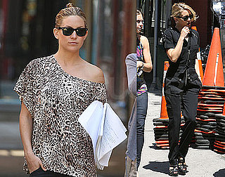 Pictures of Kate Hudson Filming Something Borrowed in Leopard Top