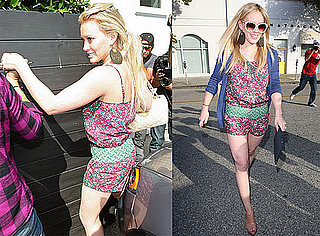Pictures of Hilary Duff Wearing a Romper and Carrying an iPad in LA