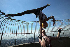 Cirque du Soleil Performers From Banana Shpeel at Empire State Building Cirque du Soleil Performers From Banana Shpeel at Empire State Building