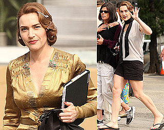 Pictures of Kate Winslet in Costume and Casual on the Mildred Pierce Set