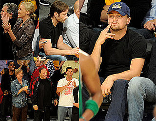 Pictures of Charlize Theron, Leonardo DiCaprio, David Duchovny, Adam Sandler, Chris Rock, and Hilary Swank at a Lakers Game 2010-06-04 09:15:03