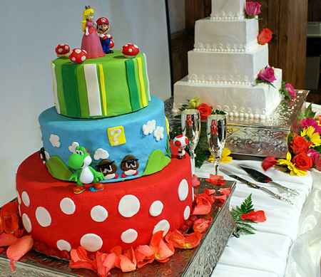 Super Mario-Themed Wedding Cakes