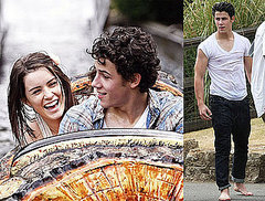 Pictures of Nick Jonas and Lucie Jones at Water Park in England