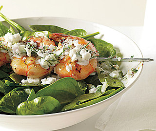 Recipe For Shrimp Skewers With Tzatziki, Spinach, and Feta