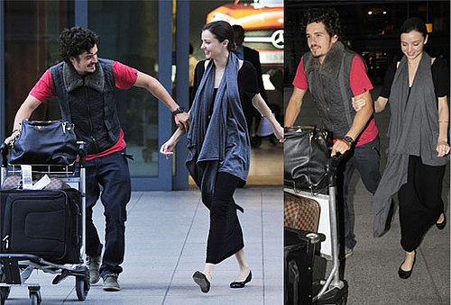 Pictures of Orlando Bloom and Miranda Kerr at Heathrow Airport