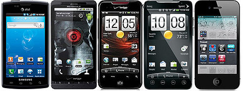 Droid X vs. Droid Incredible vs. Samsung Captivate vs. HTC EVO 4G vs. iPhone 4