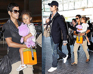 Pictures of Halle Berry, Nahla Aubry, and Gabriel Aubry at LAX
