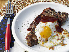 Food Network Recipe For Grilled Steak and Eggs With Beer and Molasses