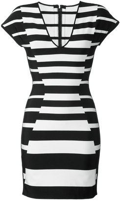 Herve Leger Striped Bandage Dress