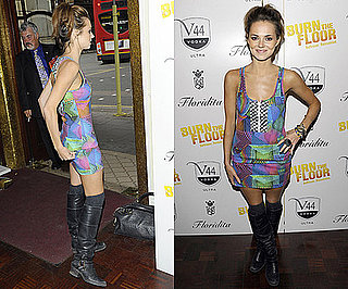 Photos of Kara Tointon in Multi Coloured Dress with Over the Knee Boots