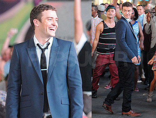 Pictures of Justin Timberlake and Mila Kunis on the Set of Friends With Benefits in NYC 2010-08-06 12:30:00