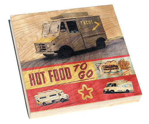 This rustic food truck print ($140) on a handmade birch box is unexpected and would look great hanging in the kitchen.
This rustic food truck print ($140) on a handmade birch box is unexpected and would look great hanging in the kitchen.