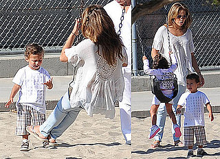 Pictures of Jennifer Lopez Playing at the Park in LA With Max and Emme Lopez