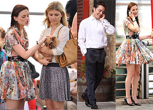 Pictures of Leighton Meester, Ed Westwick, Clemence Poesy and Adorable Puppies on Gossip Girl Set